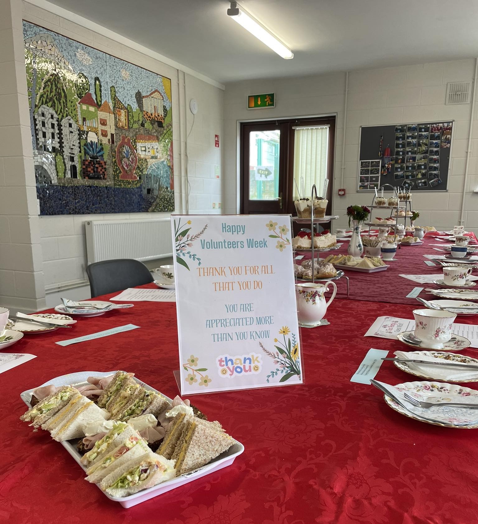 Large table ready for afternoon tea