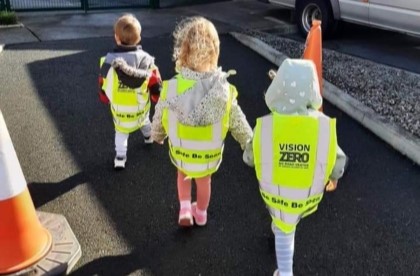 Children in single file